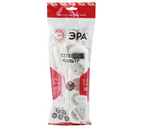 Удлинитель с выключателем Эра USF-M-4es-1.5m-W