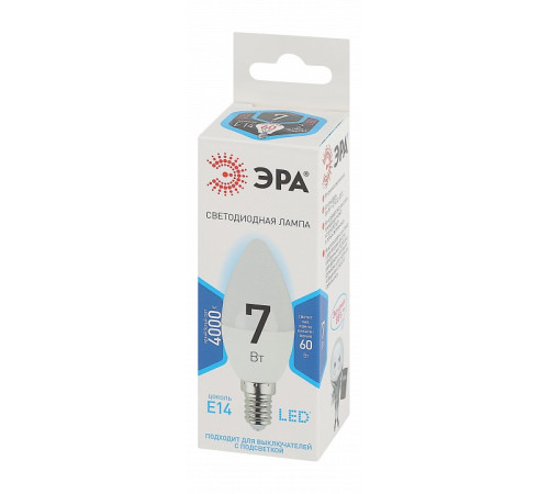 Лампа светодиодная ЭРА Стандарт E14 7 Вт 4000 К LED-B35-7W-840-E14