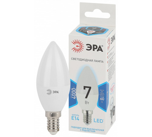 Лампа светодиодная ЭРА Стандарт E14 7 Вт 4000 К LED-B35-7W-840-E14