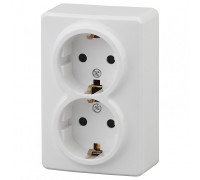 Розетка двойная с заземлением и со шторкой Эра Эра Эксперт 11-2206-01