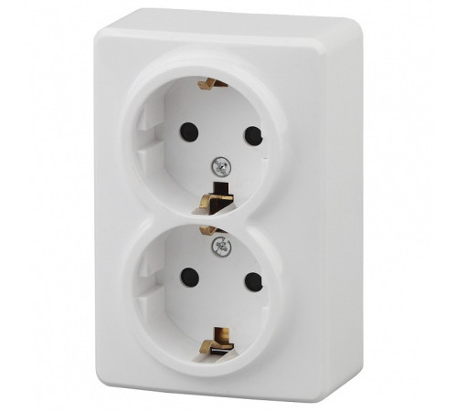 Розетка двойная с заземлением и со шторкой Эра Эра Эксперт 11-2206-01