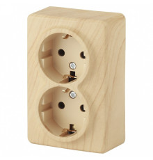 Розетка двойная с заземлением и со шторкой Эра Эра Эксперт 11-2206-11