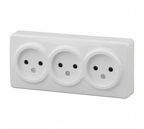 Розетка тройная без заземления Эра Эра Эксперт 11-2207-01