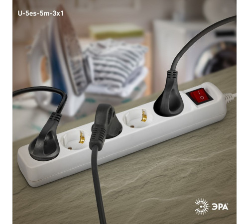 Удлинитель с выключателем Эра U-5es-5m-3x1