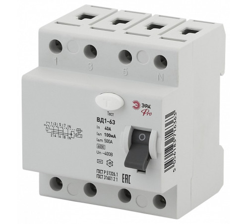 Устройство защитного отключения 4P Эра ВД1-63 NO-902-61