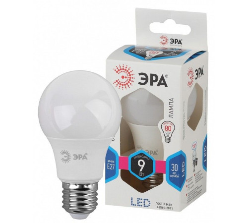 Лампа светодиодная ЭРА Стандарт E27 9 Вт 4000 К LED-A60-9W-840-E27