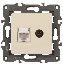 ТВ-розетка и розетка Ethernet RJ-45 без рамки Эра Эра Elegance 14-3110-02