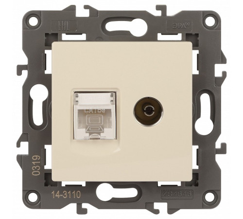 ТВ-розетка и розетка Ethernet RJ-45 без рамки Эра Эра Elegance 14-3110-02