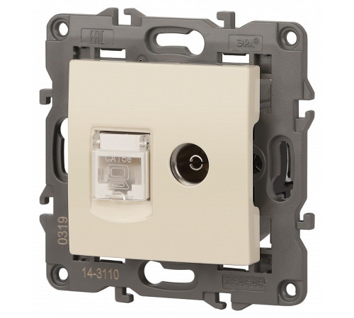 ТВ-розетка и розетка Ethernet RJ-45 без рамки Эра Эра Elegance 14-3110-02