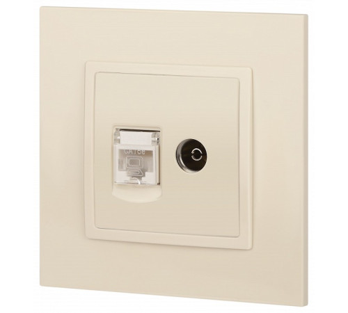 ТВ-розетка и розетка Ethernet RJ-45 без рамки Эра Эра Elegance 14-3110-02