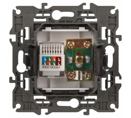 ТВ-розетка и розетка Ethernet RJ-45 без рамки Эра Эра Elegance 14-3110-03