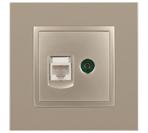 ТВ-розетка и розетка Ethernet RJ-45 без рамки Эра Эра Elegance 14-3110-04