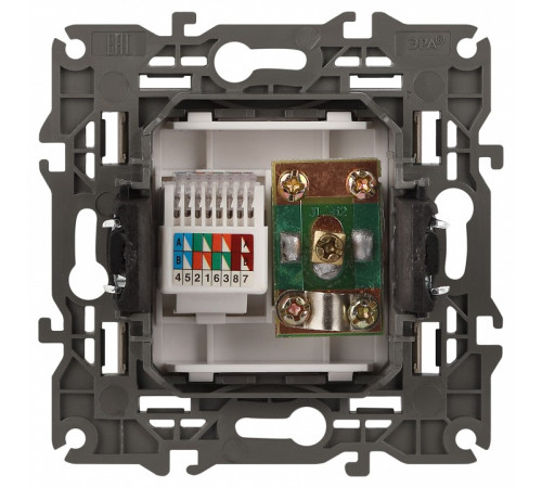 ТВ-розетка и розетка Ethernet RJ-45 без рамки Эра Эра Elegance 14-3110-04