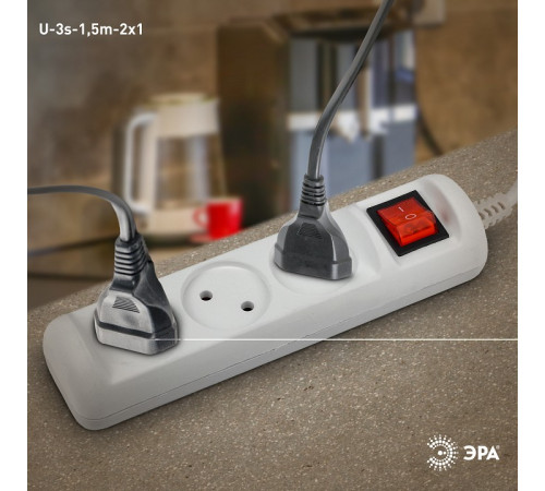 Удлинитель с выключателем Эра U-3s-1,5m-2x1