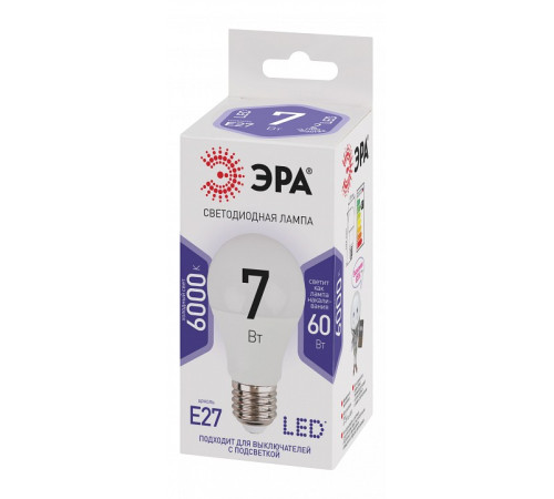 Лампа светодиодная Эра Стандарт LED A60-7W-860-E27