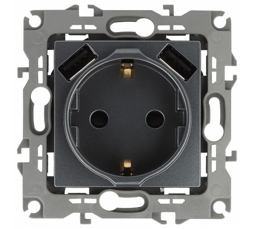 Розетка с заземлением и со шторкой и 2хUSB, без рамки Эра Эра 12 12-4109-12