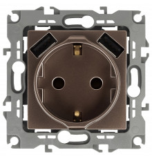 Розетка с заземлением и со шторкой и 2хUSB, без рамки Эра Эра 12 12-4109-13
