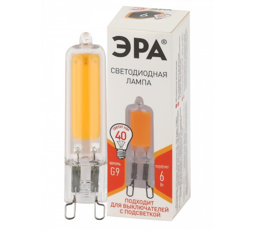 Лампа светодиодная Эра G9 6 Вт 2700 K LED JCD-6W-GL-827-G9