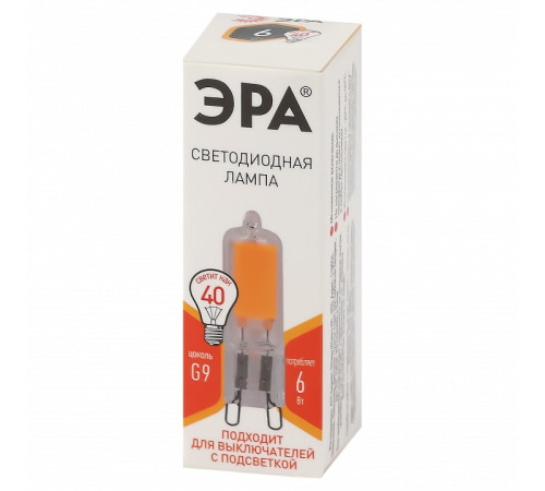 Лампа светодиодная Эра G9 6 Вт 2700 K LED JCD-6W-GL-827-G9