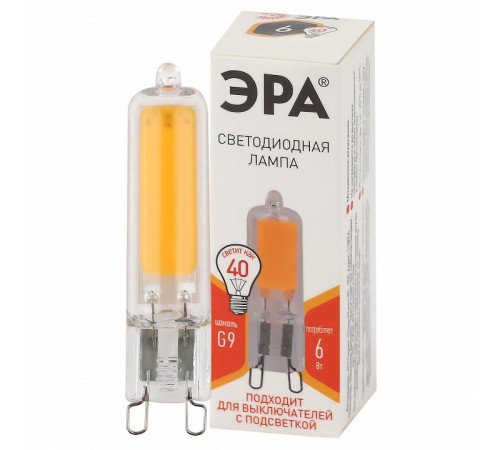 Лампа светодиодная Эра G9 6 Вт 2700 K LED JCD-6W-GL-827-G9