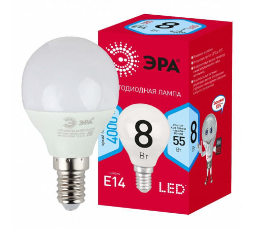 Лампа светодиодная Эра LED P45-8W-840-E14 R