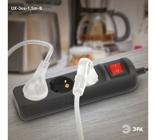Удлинитель с выключателем Эра UX-3es-1,5m-B