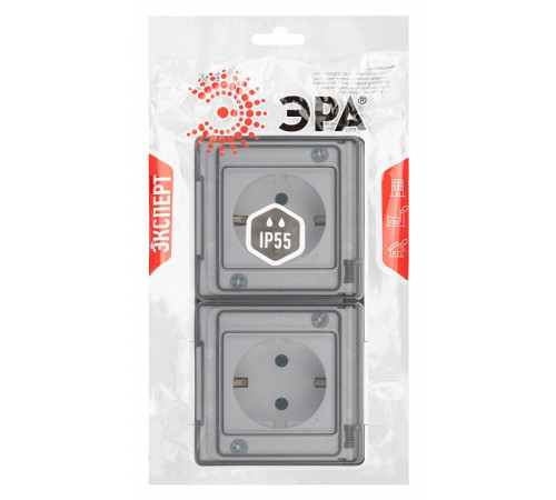 Розетка с заземлением с крышкой Эра Эра Эксперт 11-2503-01