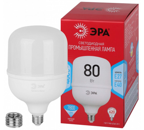 Лампа светодиодная Эра E27, E40 80Вт 4000K LED POWER T140-80W-4000-E27/E40 R