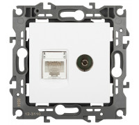 ТВ-розетка и розетка Ethernet RJ-45 без рамки Эра Эра 12 12-3110-01М