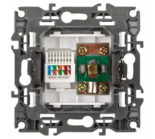 ТВ-розетка и розетка Ethernet RJ-45 без рамки Эра Эра 12 12-3110-01М