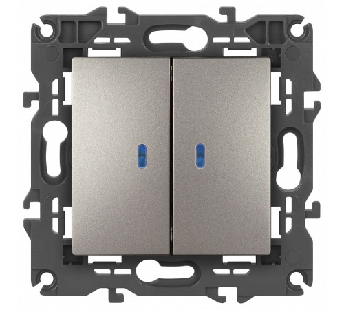 Выключатель двухклавишный с подсветкой без рамки Эра Эра Elegance 14-1105-16