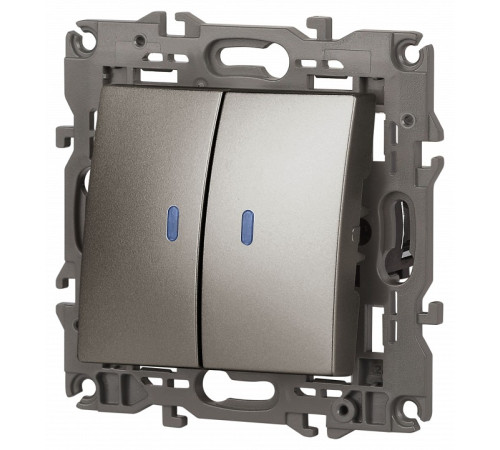 Выключатель двухклавишный с подсветкой без рамки Эра Эра Elegance 14-1105-16