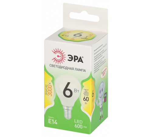 Лампа светодиодная Эра Green Line LED P45-6W-830-E14 GL