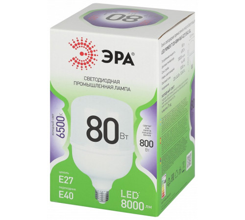 Лампа светодиодная Эра Green Line E27/E40 80Вт 6500K LED POWER T120-80W-865-E27/E40 GL