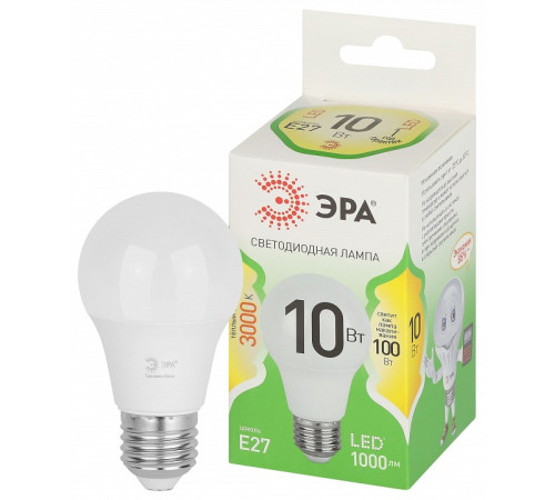 Лампа светодиодная Эра Green Line LED A60-10W-830-E27 GL