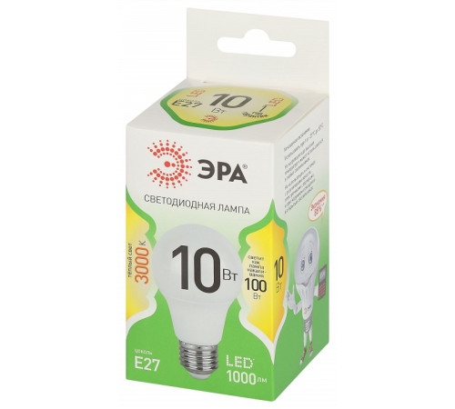 Лампа светодиодная Эра Green Line LED A60-10W-830-E27 GL