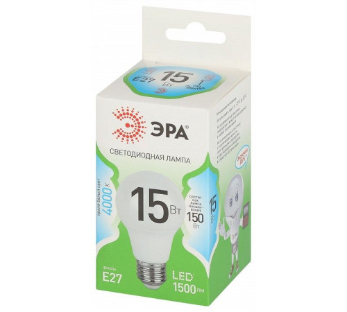 Лампа светодиодная Эра Green Line LED A60-15W-840-E27 GL