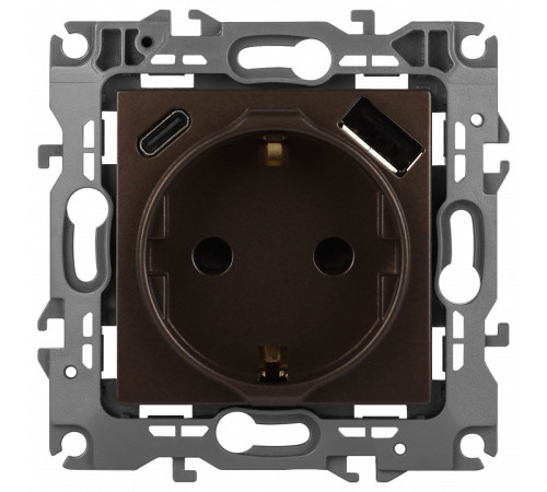 Розетка с заземлением и со шторкой и 2хUSB, без рамки Эра Эра 12 12-4108-13