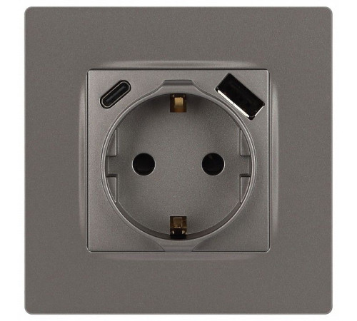 Розетка с заземлением и со шторкой и 2хUSB, без рамки Эра Эра 12 12-4108-16