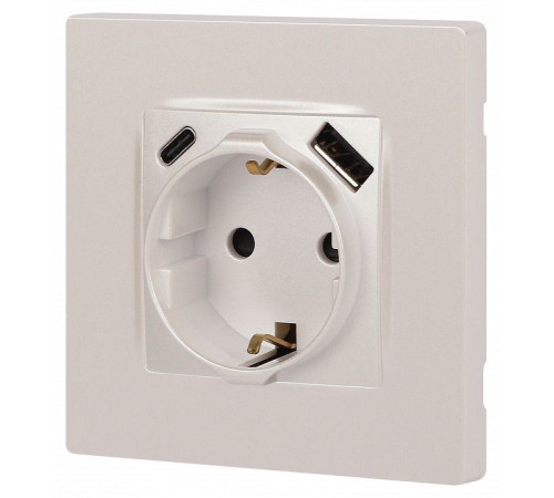 Розетка с заземлением и со шторкой и 2хUSB, без рамки Эра Эра 12 12-4108-15