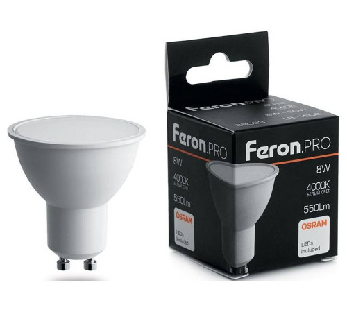 Лампа светодиодная Feron LB-1608 GU10 8Вт 4000K 38093