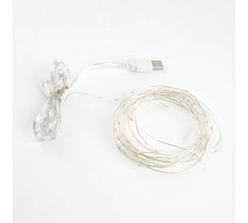 Гирлянда Нить Feron CL576 Роса теплый белый 10 м USB IP20 48186