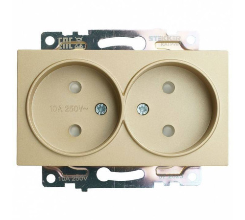 Розетка двойная без заземления и со шторкой, без рамки Stekker Катрин 49225