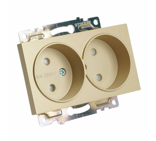 Розетка двойная без заземления и со шторкой, без рамки Stekker Катрин 49225