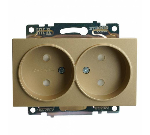 Розетка двойная без заземления и со шторкой, без рамки Stekker Катрин 49225