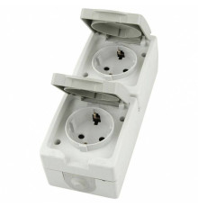 Блок с розетками влагозащищенными с заземлением и крышкой Stekker Велена 49737