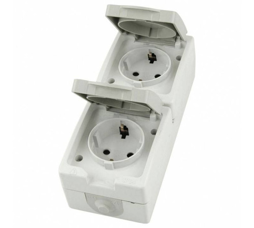 Блок с розетками влагозащищенными с заземлением и крышкой Stekker Велена 49737