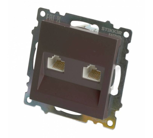 Розетка двойная Ethernet RJ-45 без рамки Stekker Катрин 50006
