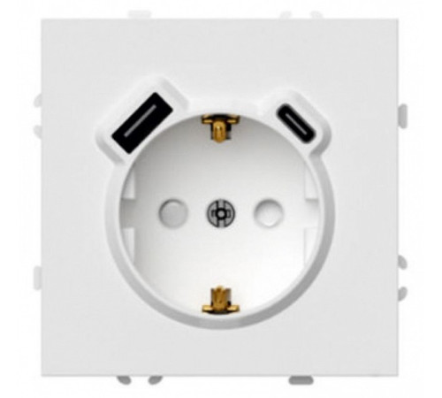 Розетка с заземлением и со шторкой и 2хUSB type A и C, без рамки Stekker Эмили 50217