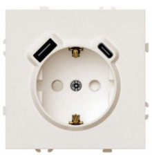 Розетка с заземлением и со шторкой и 2хUSB type A и C, без рамки Stekker Эмили 50360